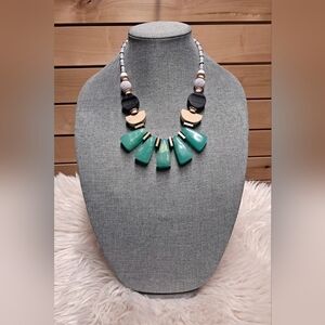 Anthropologie Turquoise and Gold Statement Necklace
